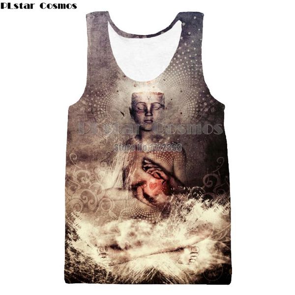 

plstar cosmos multidimensional prayer vest for men summer tank buddha 3d print tank mens fashion sleeveless tshirt male, White;black