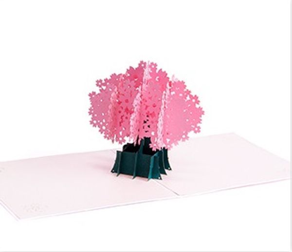 

1pc Cherry blossoms Pop Up DIY 3D Greeting Card With Envelope Post Card Handmade Christmas Thanksgiving Birthday Souvenirs Gift