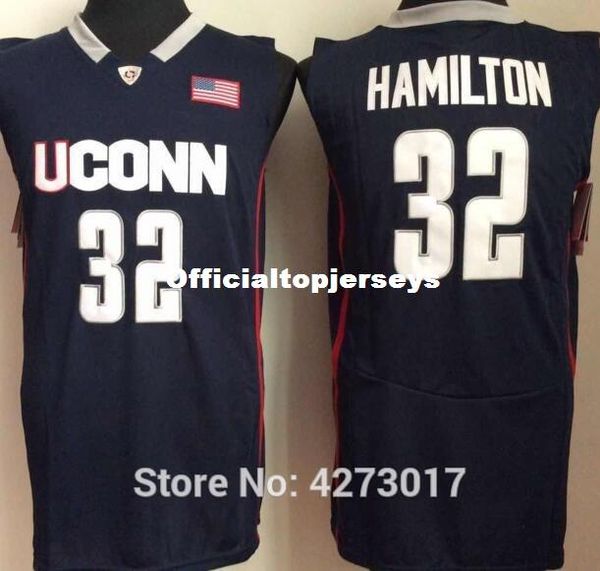 

college 32 richard hamilton uconn huskies jerseys university hamilton basketball men navy blue white stitched ncaa, Black;blue
