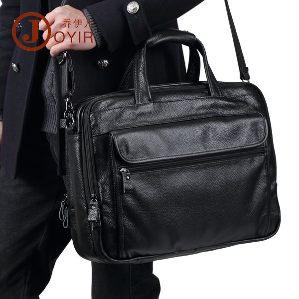 

new luxury genuine leather men briefcases 15" lapbags large capacity business handbag messenger shoulder bag men's briefcase