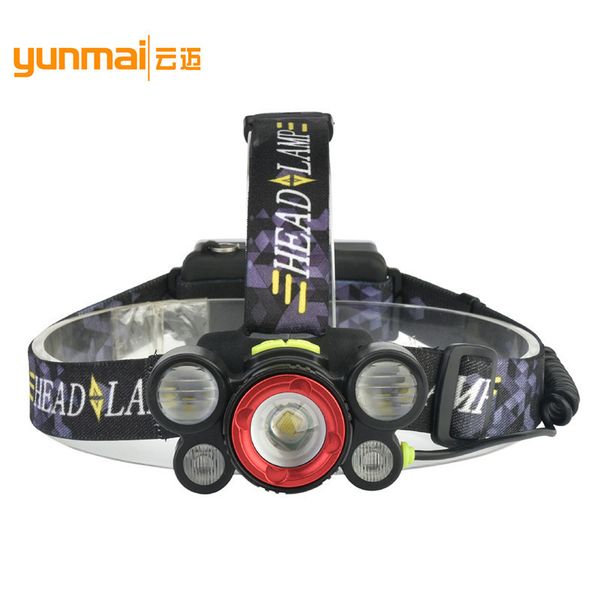

new pattern 5led t6+cob red usb charge 5 head cob meet an emergency headlights