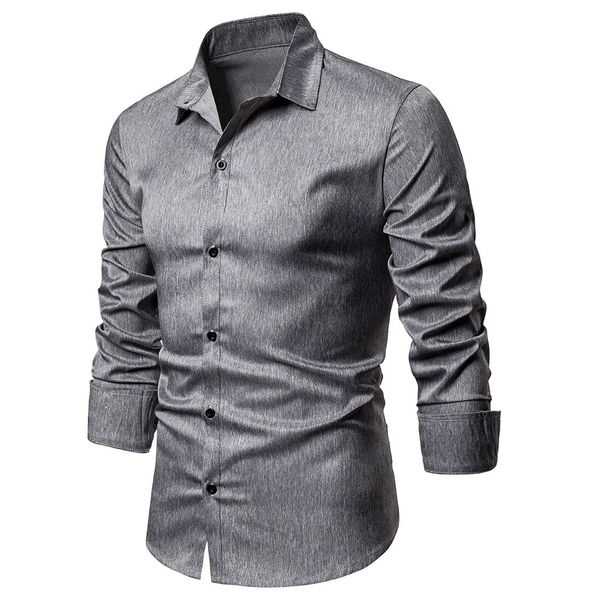 

men's button slim fit turn-down collar long sleeve blouse shirt, White;black