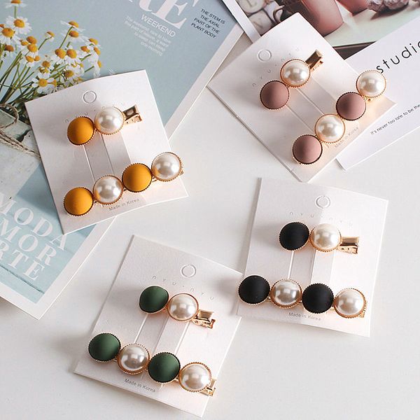 

2pcs candy color scrub beads hairpins hair accessories color imitation pearl hair clips barrettes for women hairgrips dropship