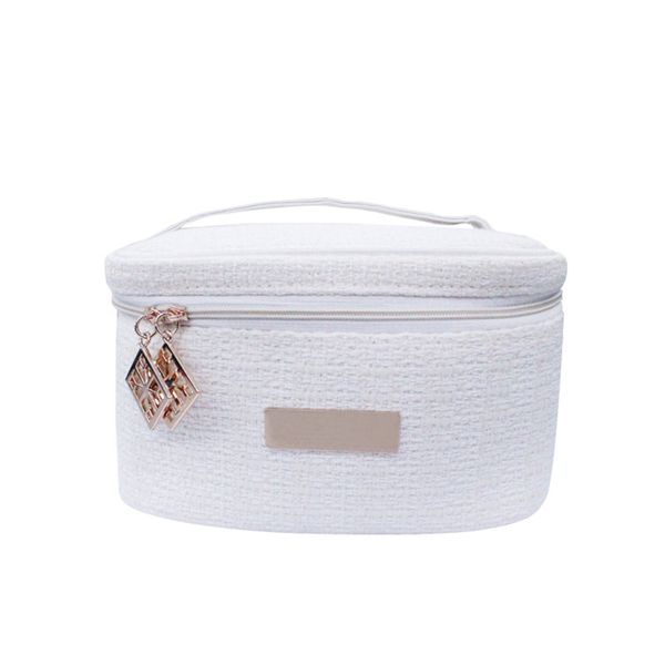 

ladies cosmetic case makeup make up bag linen cotton portable solid color graceful concise neceser necessaire