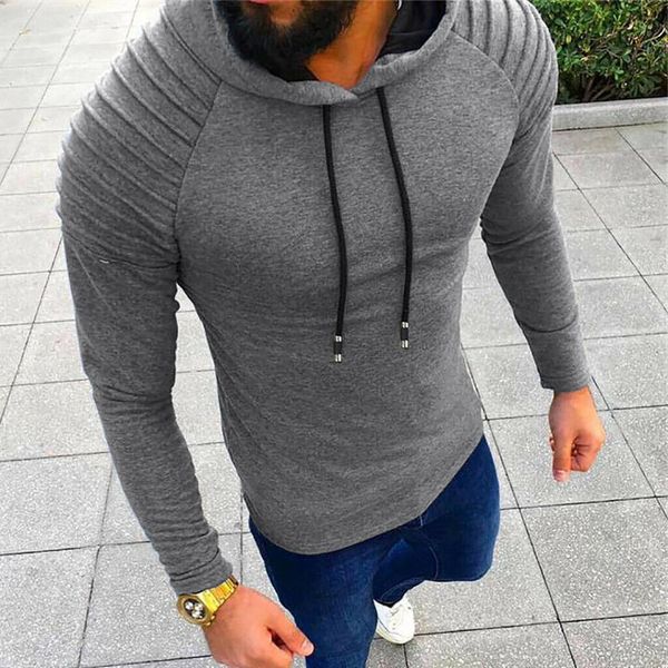 

autumn men new hoodie long sleeve sweatshirt soild casual pullovers slim hooded hoody male daily 2019, Black