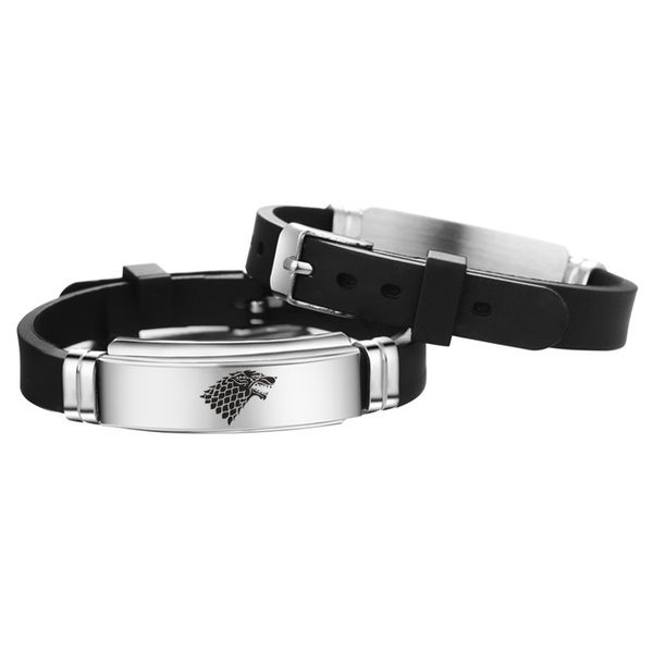

adjustable bracelet women men kids engraved house stark targaryen lannister silicone wristband bangles jewelry, White