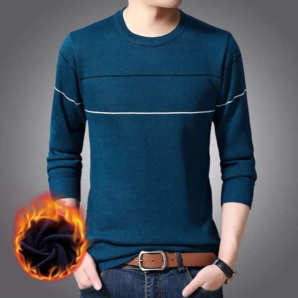 

mens knit sweater pullover basic o neck fleeced thick for autumn winter striped fashion casual bo25231214, White;black