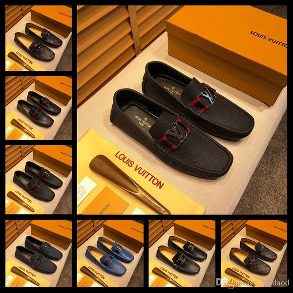 

21fw italian mens casual shoes luxury brands loafers suede leather designers boat shoes men moccasins for men skor yeye2, Black
