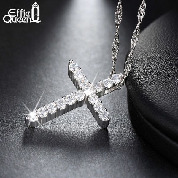 

fashion-ueen cross pendant necklace silver chain for women's clothing & accessories crystal necklace fashion jewelry gift wn56