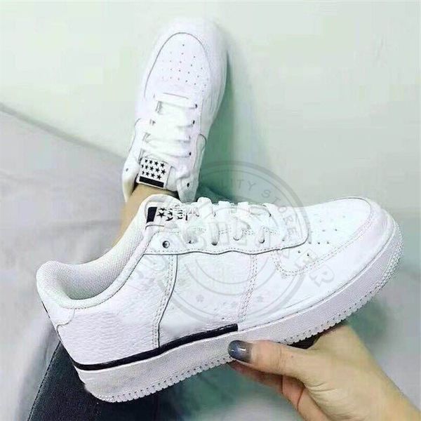 

New Release 2019 Dunk White Stars 1 Casual Shoes Fashion Red White Mens One Designer Sneakers Womens Trainers Flats Sports Shoe Size 36-45