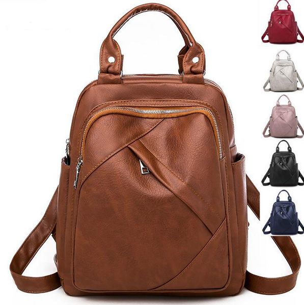 

womens solid color luxury designer pu shoulder handbags crossbody bag rectangle bag classic rectangle backpack schoolbag