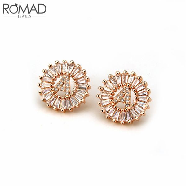 

gs stainless steel a-z 26 initial letter stud earrings women alphabet ear earring personalized austrian crystal jewelry gift g5h, Golden;silver