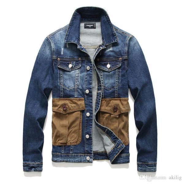 

men's denim jacket new style fashion mens designer jackets mens 2019 designer clothes jacket men size m-3xl, Black;brown