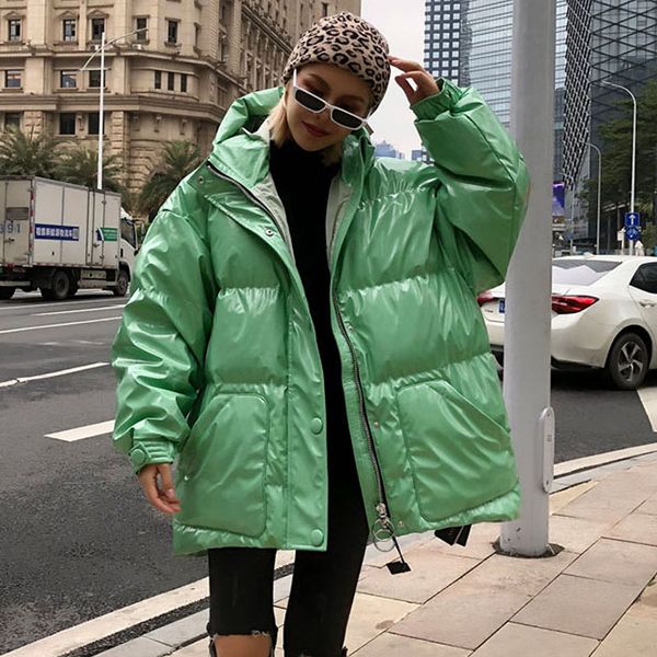 

2019 hooded jacket female parkas for women winter coat streetwear womens bright color winter jackets and coats m207, Black