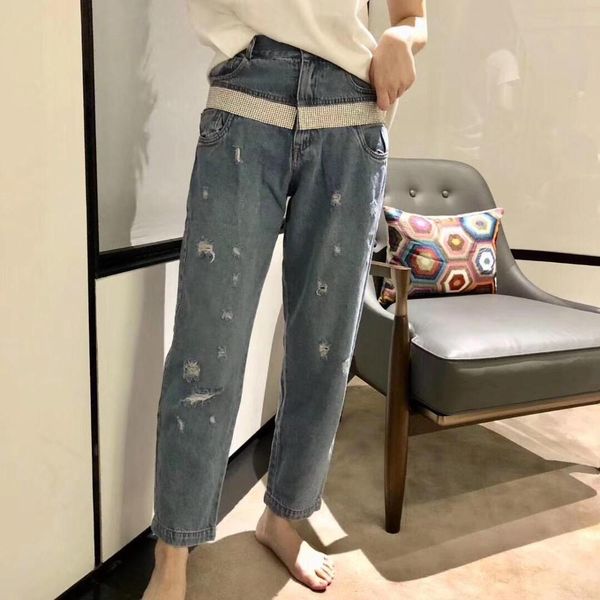 

2019 spring new pants women diamonds loose casual trouse ddxgz3v 3.05, Blue
