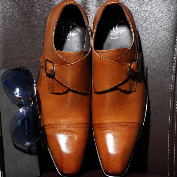 

men luxury formal evening party men's buckle strap shoes wedding prom and banquet dress shoes, Black