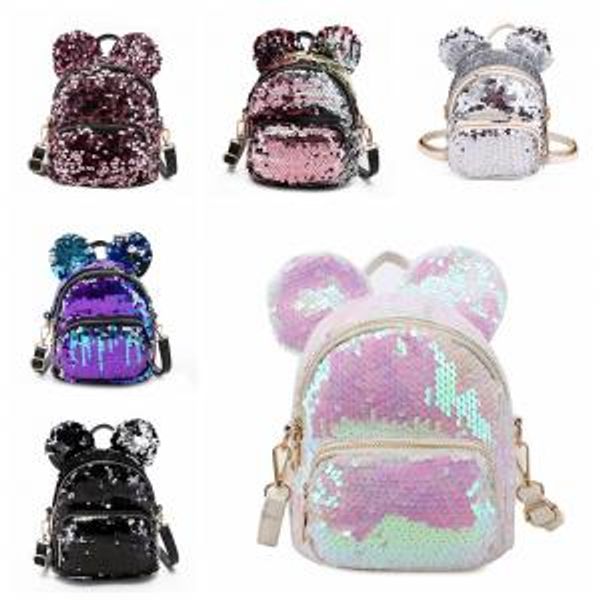 

Women Sequins Ear Backpack Cute Bear Ears Double mini cartoon Shoulder Bag Children Girls Sequined Travel School Knapsack AAA1684