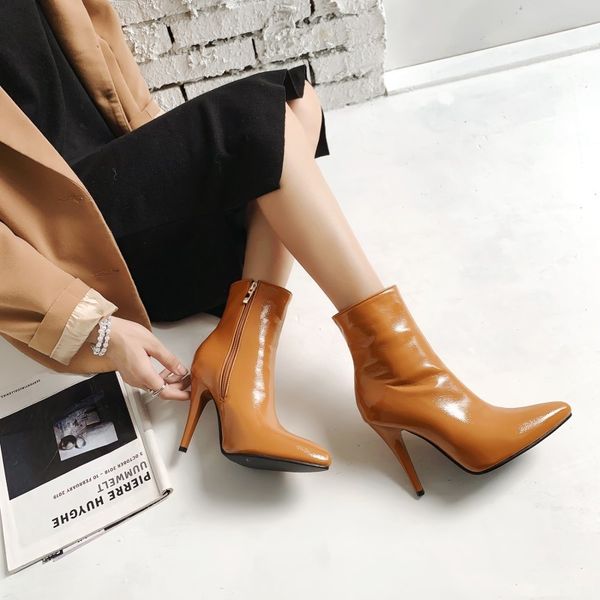 

будет код резким коротким ботинки женщина боковые молнии высокий сплошной цвет сапоги, Black