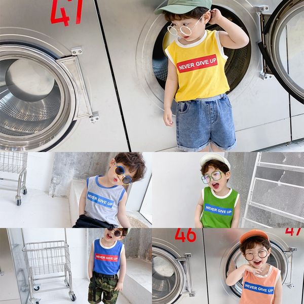 

2020 summer men's vest baby sleeveless t- vest shirt small and medium children thin base shirt fashion, Blue