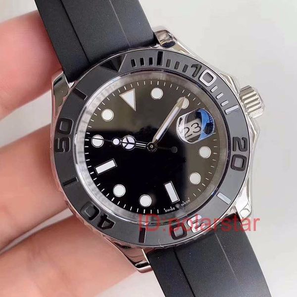 

new 2019 black rubber oysterflex strap yacht ceramic bezel master mens rose gold luxury watch automatic reloj master wristwatches watches, Slivery;brown
