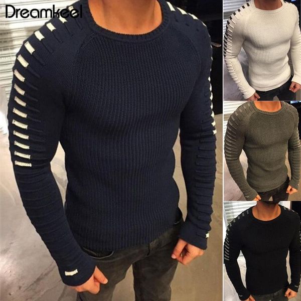 

2018 новая осень мужской homme с длинным рукавом o-образным вырезом тонкий sweaterfashion классический мужчин пуловер свитер зимой solid рож, White;black