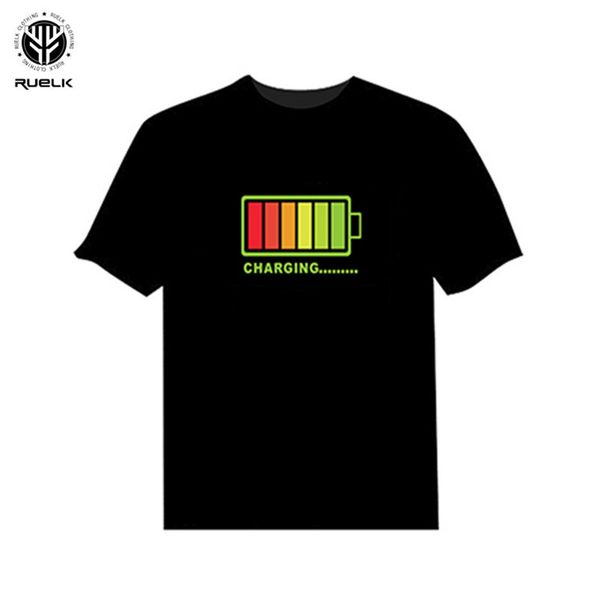 

men's tee & polo sound activated led t-shirt light up down flashing t-shirts for rock disco party dj tee t shirt men equalize, White;black
