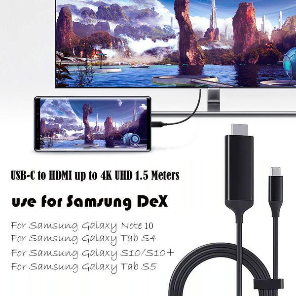 

for samsung note 10/plus dex adapter cable usb-c hdmi up to 4k uhd 1.5 meter y20