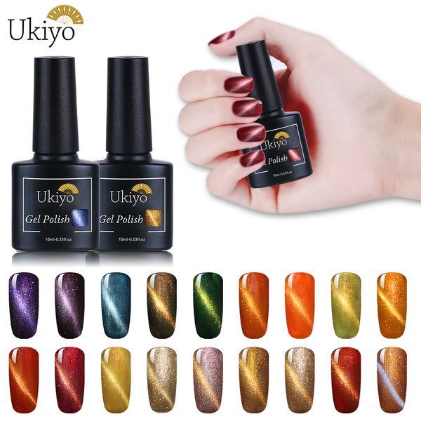 

ukiyo 10ml 3d cat eye gel nail polish soak off uv gel polish long lasting cat's eye magnetic gel lacquer varnish hybrid nail art, Red;pink