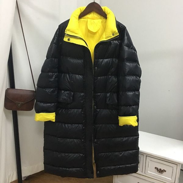 

2020 new women's winter down jacket korean oversize long coat white duck down jackets puffer parka chaqueta mujer kj2694, Black