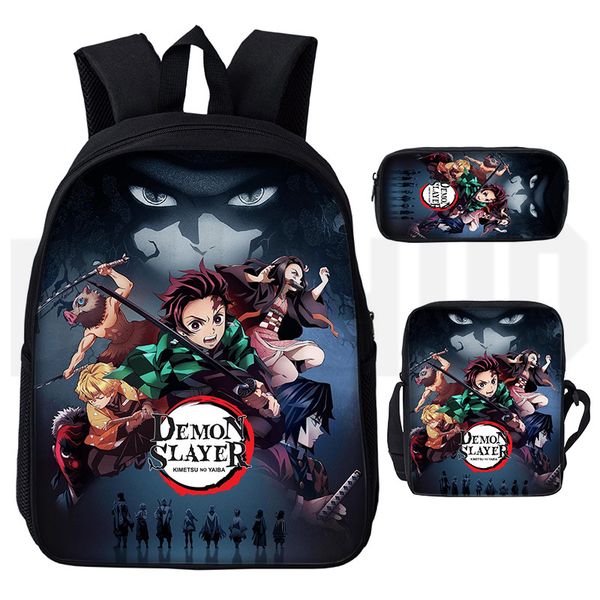 

kimetsu no yaiba backpack women anime cartoon print bag girls cosplay costumes bags agatsuma zenitsu boys student pencilcase
