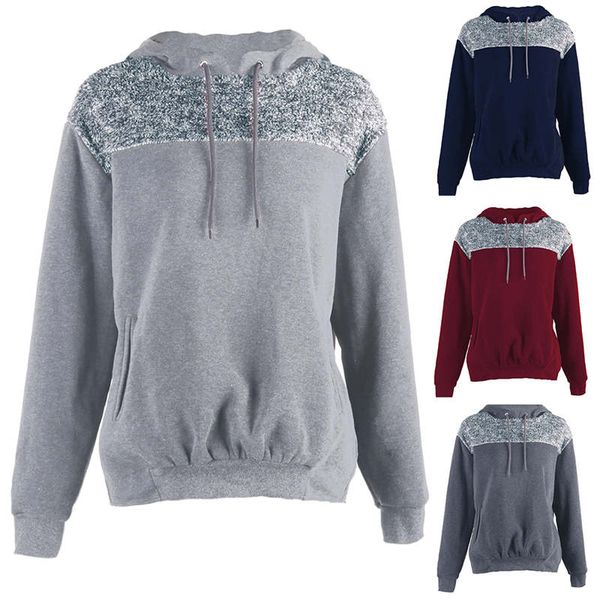 

женские повседневные толстовки кенгуру карманные ежедневно толстовка с длинным рукавом хлопок смесь осень ходьба работает спортивная мода па, Black