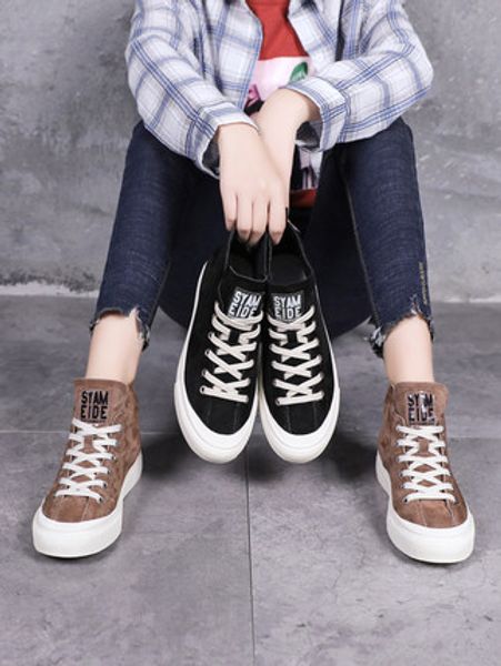 

high-sneakers female 2020 spring new korean version of wild hip-hop hip-hop casual shoes ins net red board shoes tide, Black