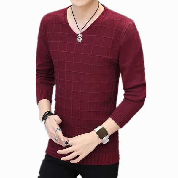 

pop sweater men long sleeve square pattern pullovers outwear man v-neck sweaters youth solid fit knitting clothing, White;black