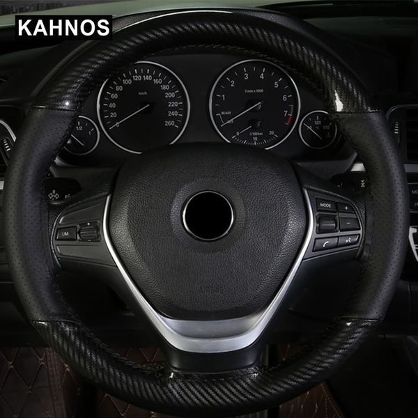 

universal car steering wheel cover microfiber leather auto steering- wheel cover anti-slip carbon fiber leather car covers