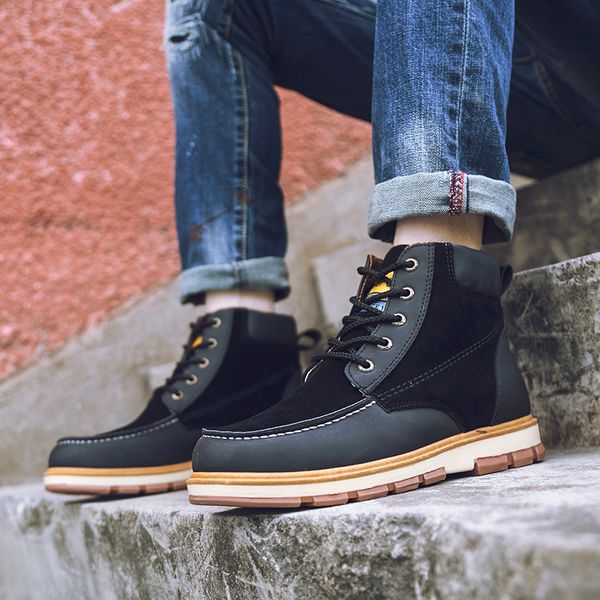 

2019 winter super warm men's boots leather ankle men boots waterproof snow men leisure motorcycle shoes male hx-162, Black