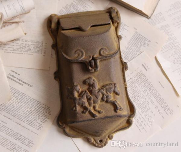 Small Rustic Cast Iron Mail Box Mailbox Metal Letters Post Box