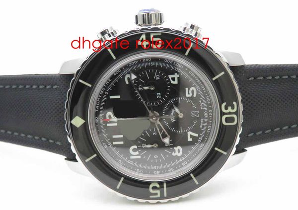 

2020 mens limited edition fifty fathoms flyback chronograph black asia 7750 valjoux automatic movement black dial men's sport watches, Slivery;brown