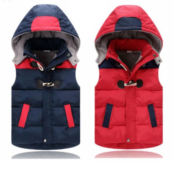 

2019 winter children vest kids cotton coats thick jacket vest child boys girls hooded warm winter clothing for kids girl, Blue