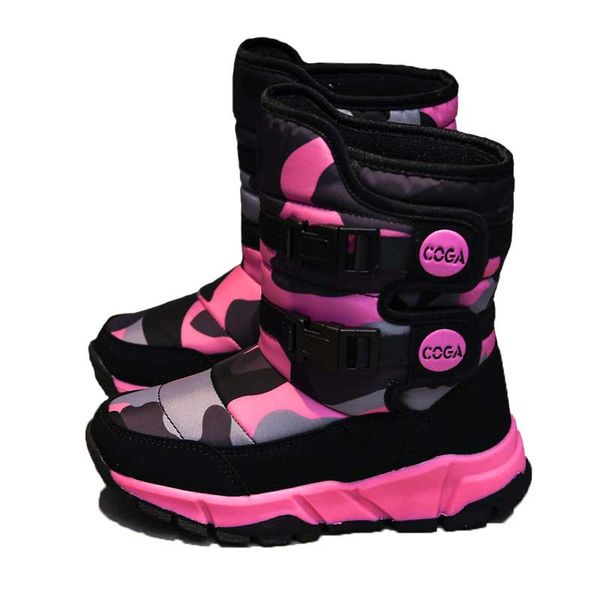 

2019 new waterproof winter children snow boots hook & loop boys girls sports sneakers fashion non-slip kids outdoor shoes 27-34, Black;grey