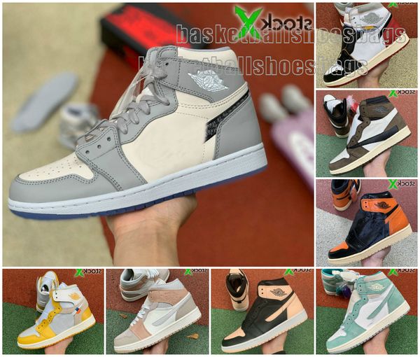 

high 1 travis scotts low fearless obsidian unc white mens basketball shoes court purple 1s chicago banned bred