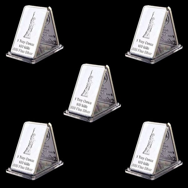 

5pcs usa liberty totem om eagle torch rectangular memorial 1oz silver plated bar collection buillion