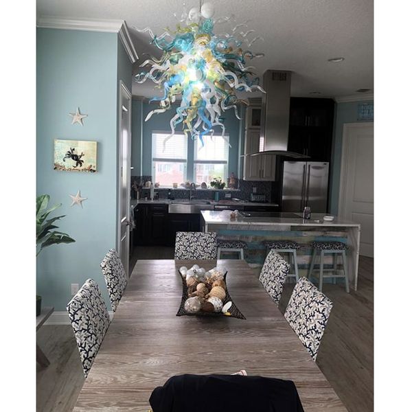 

europe style small size hand blown glass chandeliers for home turquoise glass chandelier for living room table top