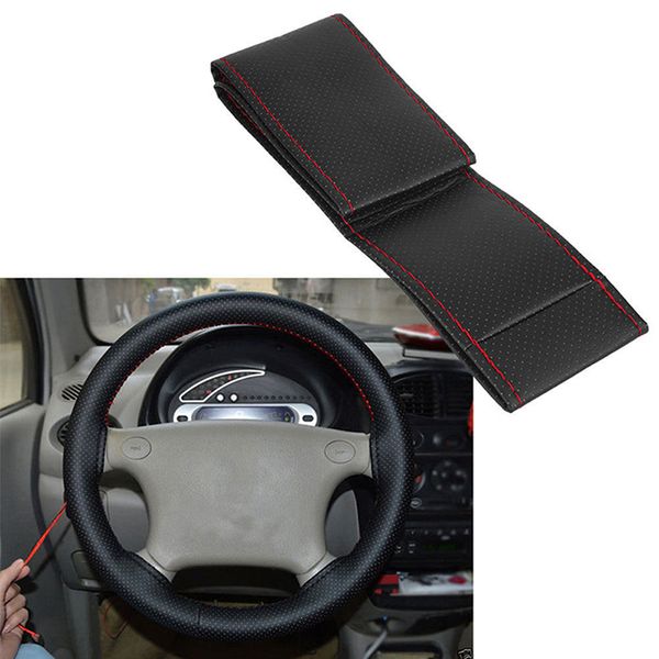 

soft leather braid on the steering-wheel of car with needle and thread interior accessories diy steering wheel covers