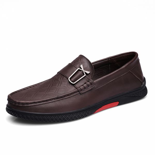 

2019 new men's shoes casual genuine leather loafers slip-on shoe man youth light driving shoes for men 9#30d50, Black