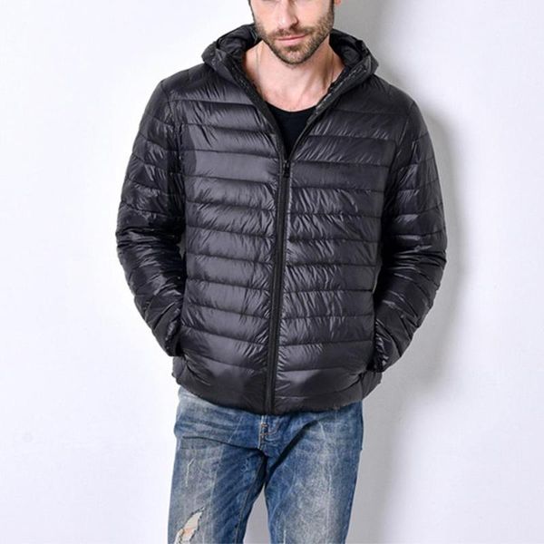 

2019 new winter warm ultralight white duck down jacket men portable package men pack jacket outerwear coat, Black