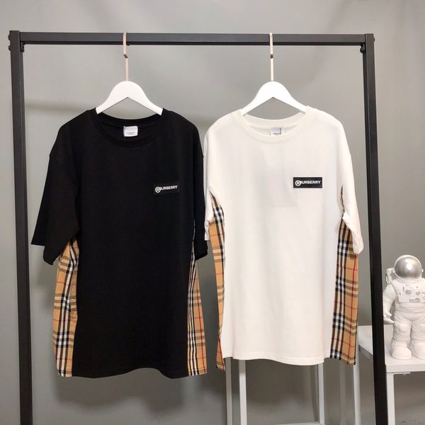 

20ss luxurious brands design bbr sideline plaid print tee shirt men women streetwear sweatshirt outdoor t-shirts, Gray;blue