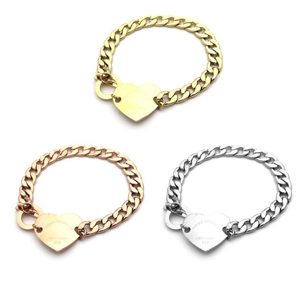 

wholesale designer selling titanium bracelet t letter heart ot buckle thick bracelet 18k gold bracelet, Black