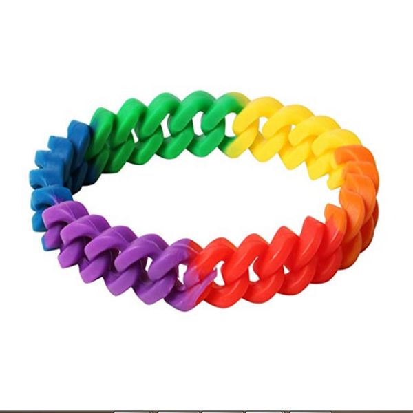 

1pc we stand together gay pride rainbow bisexual lesbian silicone wristband bracelet for lesbian trans pride gift rubber band, Golden;silver