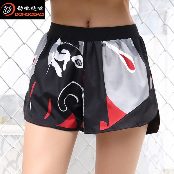

summer new digital printing camouflage anti-glare shorts breathable slim running lady fitness clothing ladies, White;black