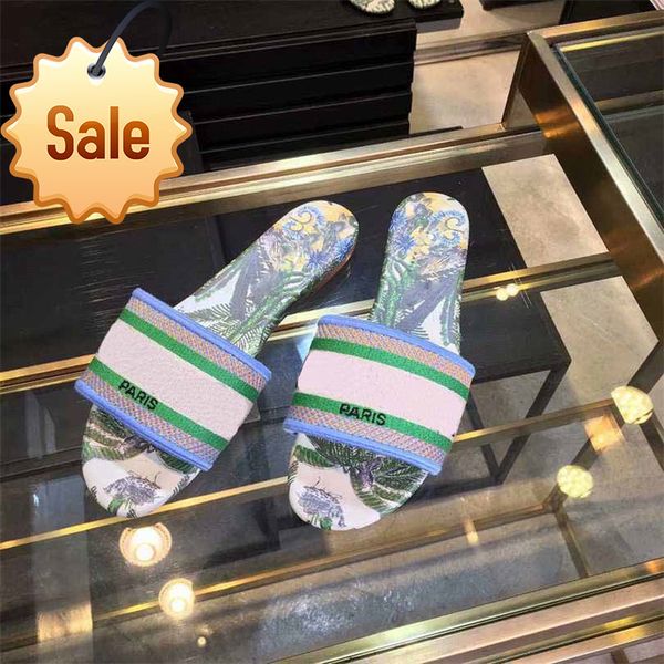 

women slippers brand sandals flat designer shoes slide dazzle flowers embroidery sandal floral striped beach flip flops, Black